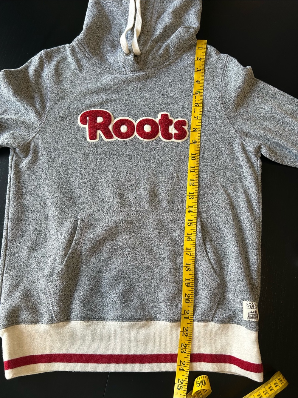 Roots Cabin 1973 Hoodie XS Grey Red Heritage Canadian Cozy Pullover - Picture 9 of 9